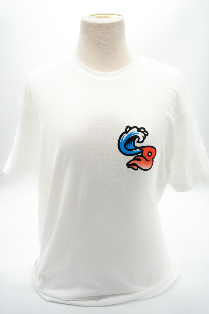 WHITE CURRNTLY BLAZIN HOUSE TEE