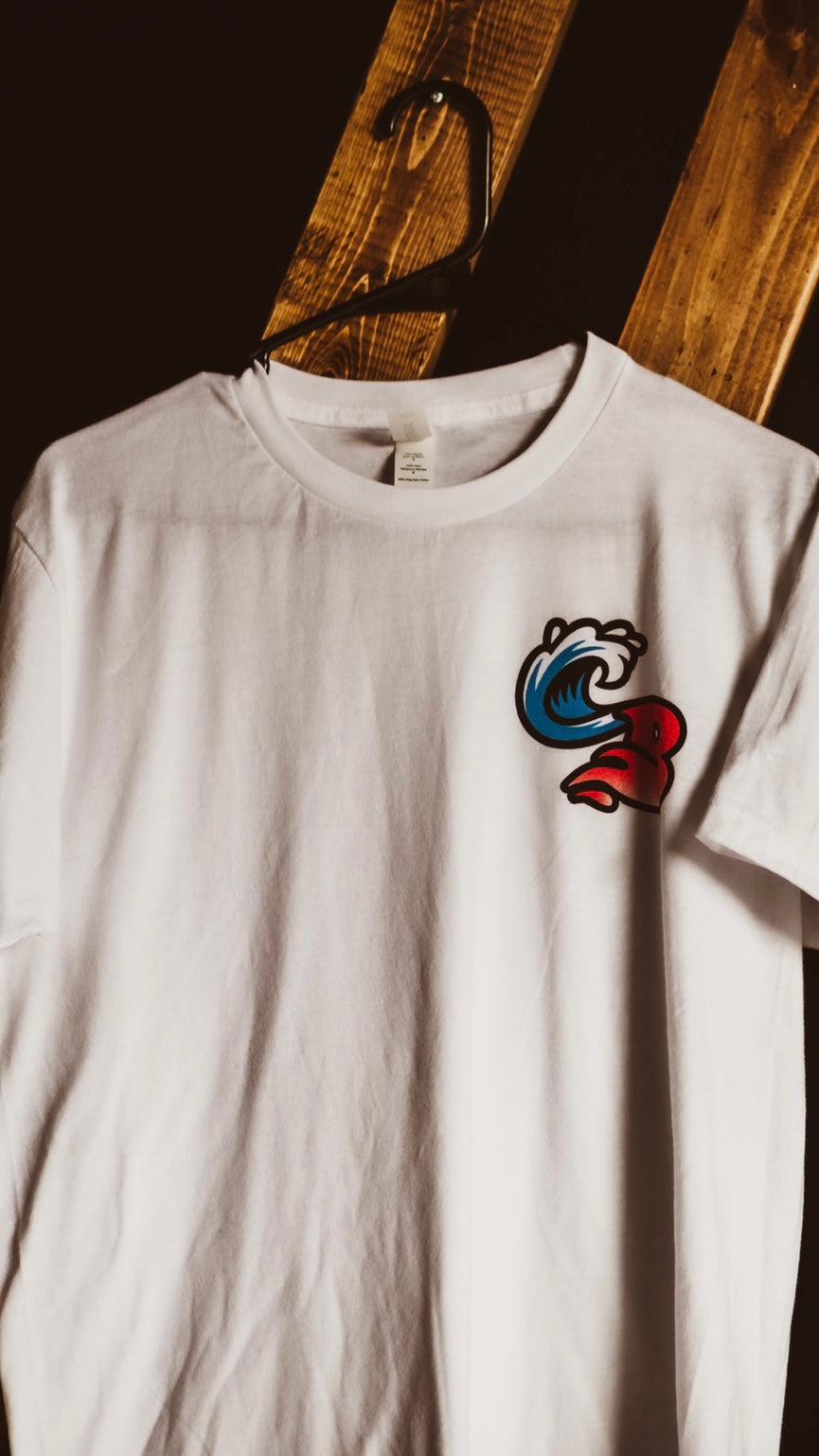 WHITE CURRNTLY BLAZIN HOUSE TEE